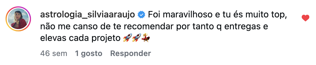 Testemunho de astrologia_silviaaraujo no Instagram